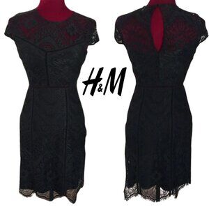 Women's LBD Jersey Lined Black Lace-Overlay Scalloped Hem Mini Dress SZ 0 NWT